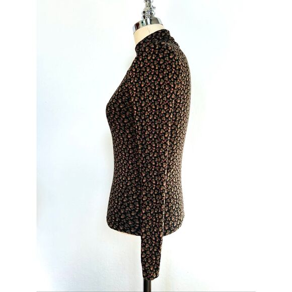 Dôen Women’s XS Maxine Mock-neck Rib Knit Top in Nightfall Secret Garden - Picture 4 of 7